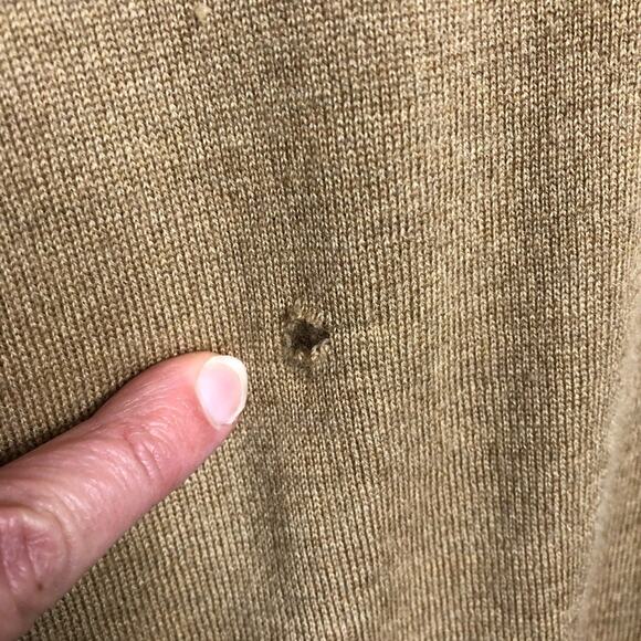 Tory Burch tan v neck button merino wool cardigan size Extra Small XS - flawed - Picture 4 of 13